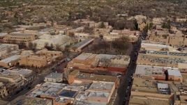 5.7K aerial stock footage of a view of Santa Fe Plaza during ascent in Santa Fe, New Mexico Aerial Stock Footage | DX0002_131_030