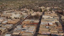 5.7K aerial stock footage wide orbit of Santa Fe Plaza near the cathedral in Santa Fe, New Mexico Aerial Stock Footage | DX0002_131_033