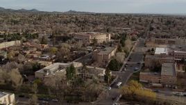 5.7K aerial stock footage a wide orbit of the New Mexico State Capitol, Santa Fe, New Mexico Aerial Stock Footage | DX0002_131_042