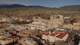 5.7K aerial stock footage flyby rooftops in downtown, Santa Fe, New Mexico Aerial Stock Footage | DX0002_132_001