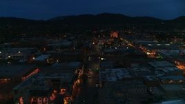 5.7K aerial stock footage of downtown lit up at night, Santa Fe, New Mexico Aerial Stock Footage | DX0002_132_015