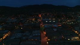 5.7K aerial stock footage flyby San Francisco Street with view of cathedral at night, Santa Fe, New Mexico Aerial Stock Footage | DX0002_132_016