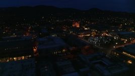 5.7K aerial stock footage view of cathedral at night while circling Santa Fe Plaza, Santa Fe, New Mexico Aerial Stock Footage | DX0002_132_020