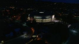 5.7K aerial stock footage of slowly orbiting the New Mexico State Capitol at night, Santa Fe, New Mexico Aerial Stock Footage | DX0002_132_023