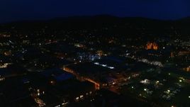 5.7K aerial stock footage orbit Santa Fe Plaza near the cathedral at night, Santa Fe, New Mexico Aerial Stock Footage | DX0002_132_026