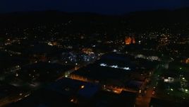 5.7K aerial stock footage flying toward Santa Fe Plaza near the cathedral at night, Santa Fe, New Mexico Aerial Stock Footage | DX0002_132_030
