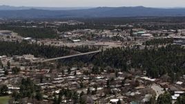 5.7K aerial stock footage of a bridge spanning the canyon to the Los Alamos National Laboratory complex, New Mexico Aerial Stock Footage | DX0002_133_040