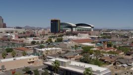 5.7K aerial stock footage of condominium complex and baseball stadium, Downtown Phoenix, Arizona Aerial Stock Footage | DX0002_136_038