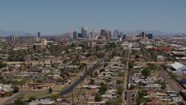 5.7K aerial stock footage of a wide view of the city's skyline, Downtown Phoenix, Arizona Aerial Stock Footage | DX0002_136_046