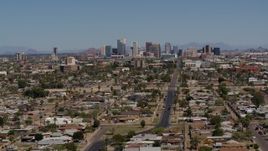 5.7K aerial stock footage of a wide view of the city's skyline in Downtown Phoenix, Arizona Aerial Stock Footage | DX0002_136_047