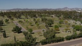 5.7K aerial stock footage of flying by a cemetery in Phoenix, Arizona Aerial Stock Footage | DX0002_137_016
