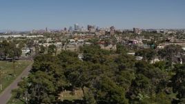 5.7K aerial stock footage of a wide view of the city's skyline from cemetery in Downtown Phoenix, Arizona Aerial Stock Footage | DX0002_137_020