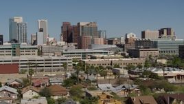 5.7K aerial stock footage flyby and away from high-rise office buildings in Downtown Phoenix, Arizona Aerial Stock Footage | DX0002_137_029
