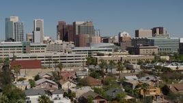 5.7K aerial stock footage approach tall office buildings in Downtown Phoenix, Arizona Aerial Stock Footage | DX0002_137_034