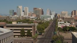 5.7K aerial stock footage of tall office high-rises, seen from Supreme Court in Downtown Phoenix, Arizona Aerial Stock Footage | DX0002_137_072