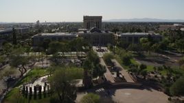 5.7K aerial stock footage fly around plaza while focused the Arizona State Capitol building in Phoenix, Arizona Aerial Stock Footage | DX0002_138_001