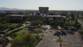5.7K aerial stock footage flying over plaza while focused the Arizona State Capitol building in Phoenix, Arizona Aerial Stock Footage | DX0002_138_004