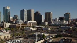 5.7K aerial stock footage passing by the city's high-rise office buildings in Downtown Phoenix, Arizona Aerial Stock Footage | DX0002_138_009
