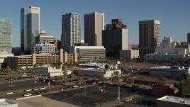 5.7K aerial stock footage slowly flying by the city's high-rise office buildings in Downtown Phoenix, Arizona Aerial Stock Footage | DX0002_138_012