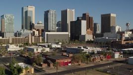 5.7K aerial stock footage slowly flying away from the city's high-rise office buildings in Downtown Phoenix, Arizona Aerial Stock Footage | DX0002_138_013