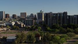5.7K aerial stock footage of cultural center, hotel and condo complex in Downtown Phoenix, Arizona Aerial Stock Footage | DX0002_138_018