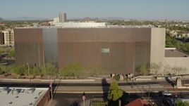 5.7K aerial stock footage of an orbit of a public library building in Phoenix, Arizona Aerial Stock Footage | DX0002_138_026