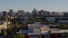 5.7K aerial stock footage of approaching high-rise office buildings in the distance in Downtown Phoenix, Arizona Aerial Stock Footage | DX0002_138_034