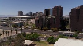 5.7K aerial stock footage flyby city's skyline to reveal college buildings in Downtown Phoenix, Arizona Aerial Stock Footage | DX0002_140_006