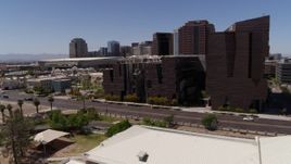 5.7K aerial stock footage flyby college buildings to reveal the city's skyline in Downtown Phoenix, Arizona Aerial Stock Footage | DX0002_140_007