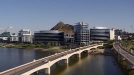 5.7K aerial stock footage of approaching modern office buildings in Tempe, Arizona Aerial Stock Footage | DX0002_142_001