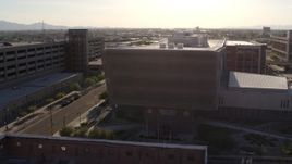 5.7K aerial stock footage orbit the side of the Maricopa County Sheriff’s Office at sunset in Downtown Phoenix, Arizona Aerial Stock Footage | DX0002_142_031