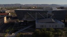 5.7K aerial stock footage orbit parking garage and reveal Maricopa County Sheriff’s Office at sunset, Downtown Phoenix, Arizona Aerial Stock Footage | DX0002_142_037