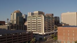 5.7K aerial stock footage flyby county office building for view of high-rise office buildings in Downtown Phoenix, Arizona Aerial Stock Footage | DX0002_142_040