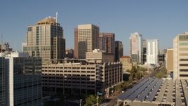 5.7K aerial stock footage a group of high-rise office buildings, Downtown Phoenix, Arizona Aerial Stock Footage | DX0002_142_042
