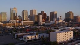 5.7K aerial stock footage of the city's skyline at sunset, Downtown Phoenix, Arizona Aerial Stock Footage | DX0002_143_035