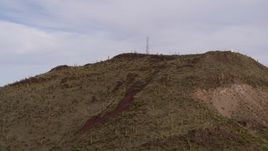 5.7K aerial stock footage approach radio tower on top of Sentinel Peak in Tucson, Arizona Aerial Stock Footage | DX0002_145_010
