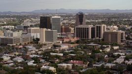 5.7K aerial stock footage a view of three office towers near courthouse in Downtown Tucson, Arizona Aerial Stock Footage | DX0002_146_005
