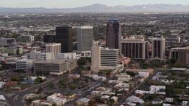 5.7K aerial stock footage slowly approach three office towers in Downtown Tucson, Arizona Aerial Stock Footage | DX0002_146_008