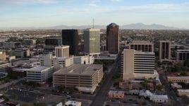 5.7K aerial stock footage of an orbit of three office towers in Downtown Tucson, Arizona Aerial Stock Footage | DX0002_146_016