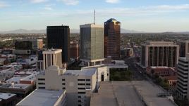 5.7K aerial stock footage of circling the three office towers in Downtown Tucson, Arizona Aerial Stock Footage | DX0002_146_019