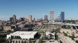 5.7K aerial stock footage of the city's skyline in Downtown Milwaukee, Wisconsin Aerial Stock Footage | DX0002_149_037
