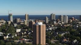 5.7K aerial stock footage of orbiting an apartment complex in Milwaukee, Wisconsin Aerial Stock Footage | DX0002_150_006