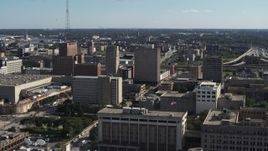 5.7K aerial stock footage of office buildings in Downtown Milwaukee, Wisconsin Aerial Stock Footage | DX0002_152_037