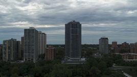 5.7K aerial stock footage of a condominium high-rise in Milwaukee, Wisconsin Aerial Stock Footage | DX0002_154_027