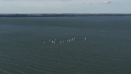 5.7K aerial stock footage of sailboats on Lake Mendota, Madison, Wisconsin Aerial Stock Footage | DX0002_160_033