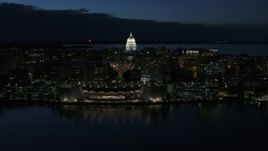 5.7K aerial stock footage orbit capitol dome and convention center at twilight, Madison, Wisconsin Aerial Stock Footage | DX0002_162_023