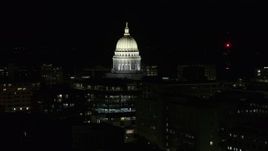 5.7K aerial stock footage orbiting the capital dome at night, Madison, Wisconsin Aerial Stock Footage | DX0002_162_042