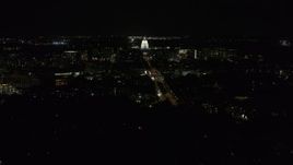 5.7K aerial stock footage wide orbit of capitol at night, reveal Washington Avenue, Madison, Wisconsin Aerial Stock Footage | DX0002_163_005