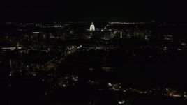5.7K aerial stock footage wide orbit of Wisconsin State Capitol at night, Madison, Wisconsin Aerial Stock Footage | DX0002_163_006
