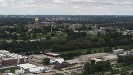 5.7K aerial stock footage of a wide view of the Iowa State Capitol and grounds in Des Moines, Iowa Aerial Stock Footage | DX0002_165_026